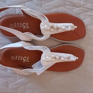 Rouge Helium White Pearl Embellished Women's Sandals